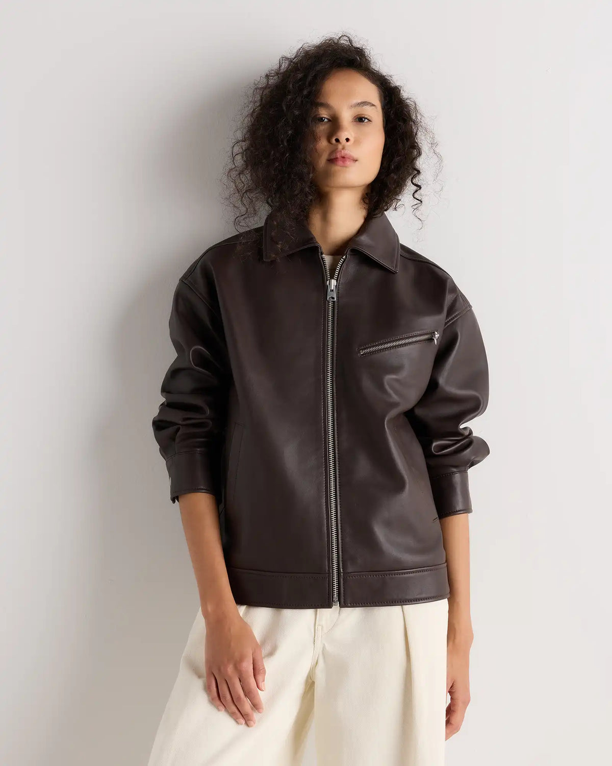 100% Leather Oversized Bomber Jacket