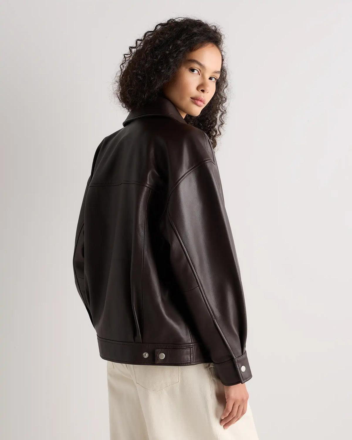 100% Leather Oversized Bomber Jacket