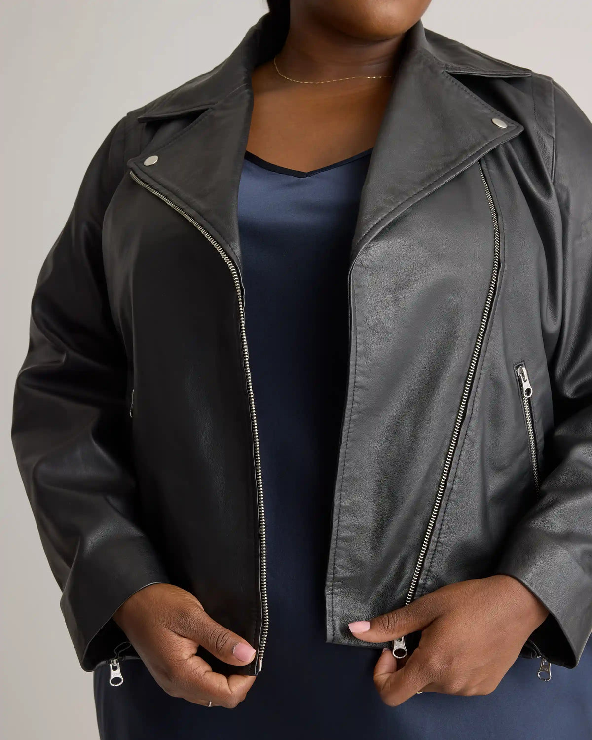 100% Washed Leather Biker Jacket