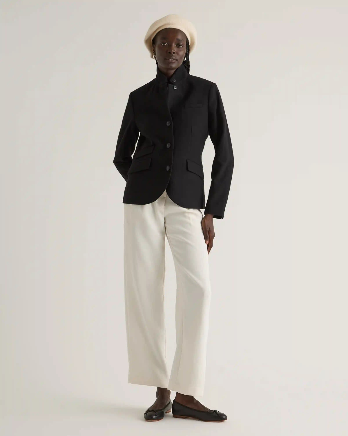 Italian Wool Stand Collar Blazer