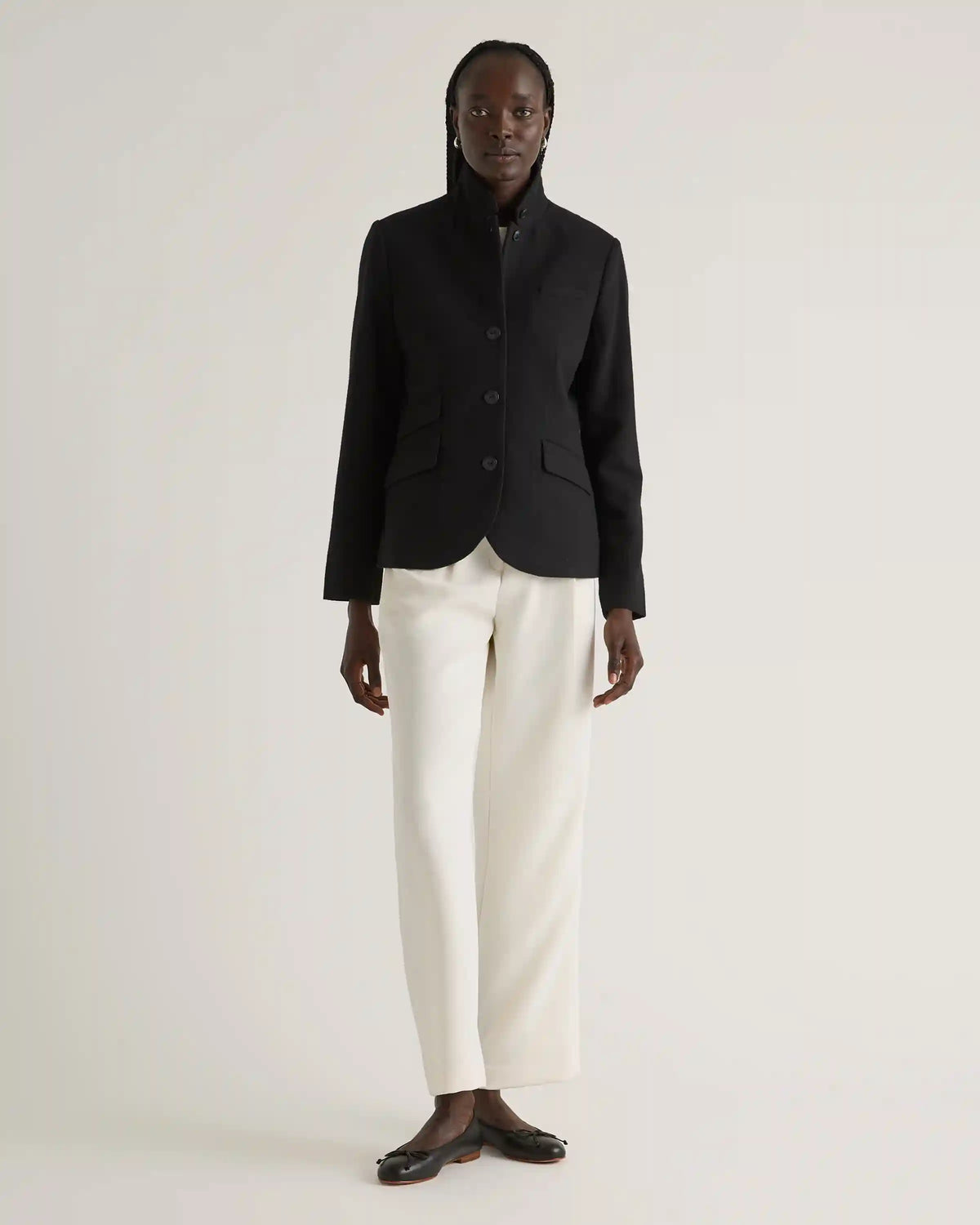 Italian Wool Stand Collar Blazer