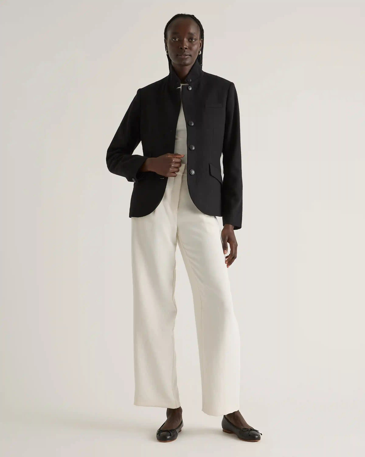Italian Wool Stand Collar Blazer