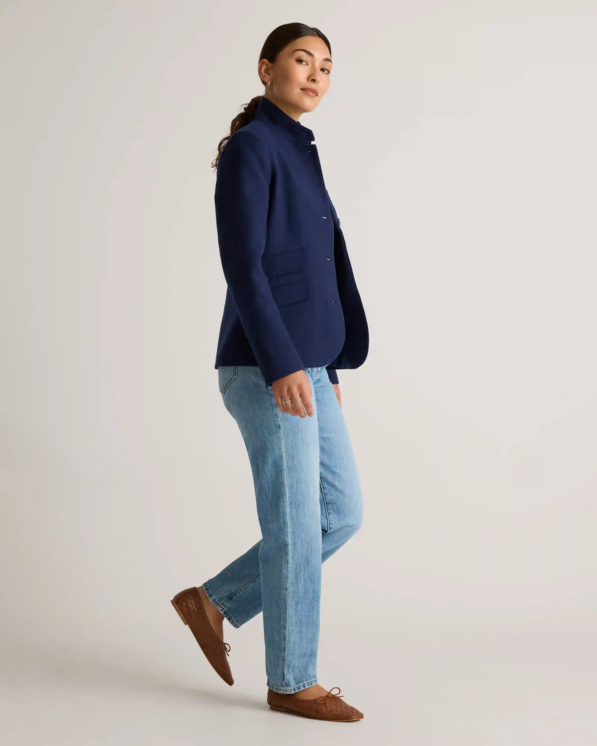 Italian Wool Stand Collar Blazer