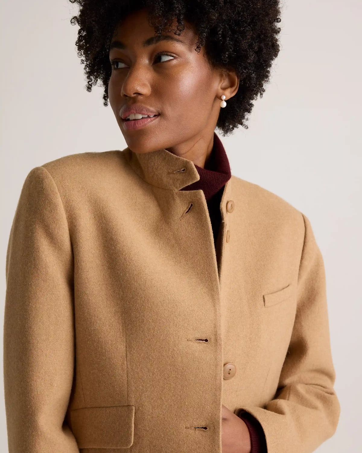 Italian Wool Stand Collar Blazer