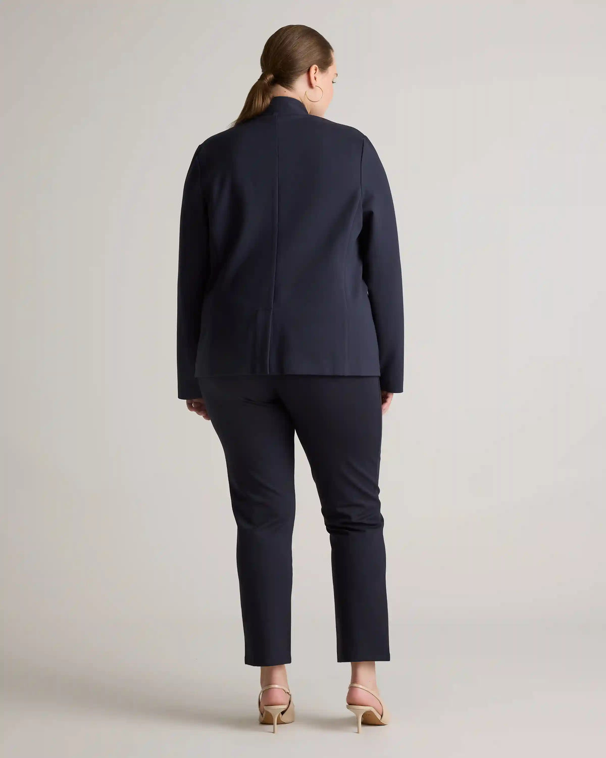 Ultra-Stretch Ponte Stand Collar Blazer