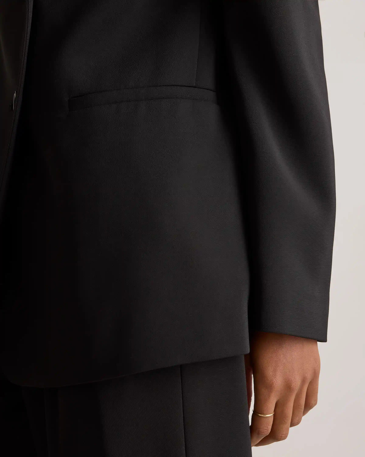 Stretch Crepe Relaxed Double-Breasted Blazer