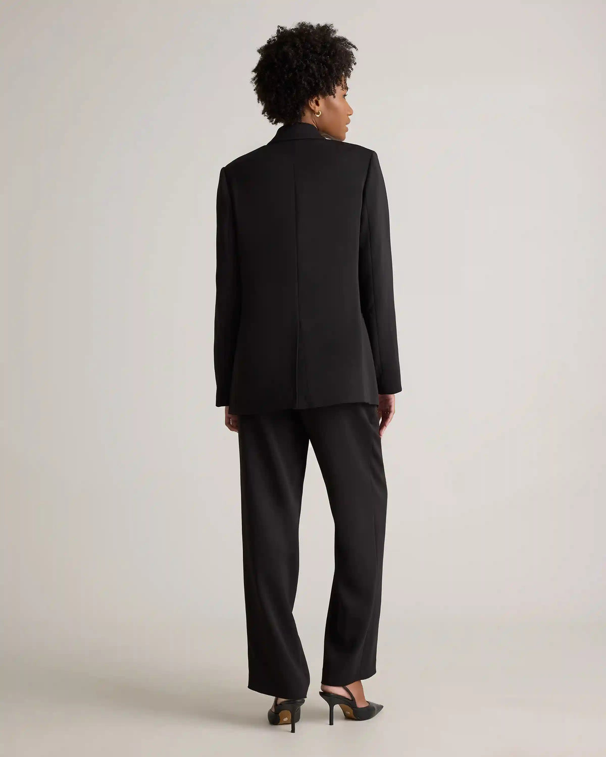Stretch Crepe Relaxed Double-Breasted Blazer