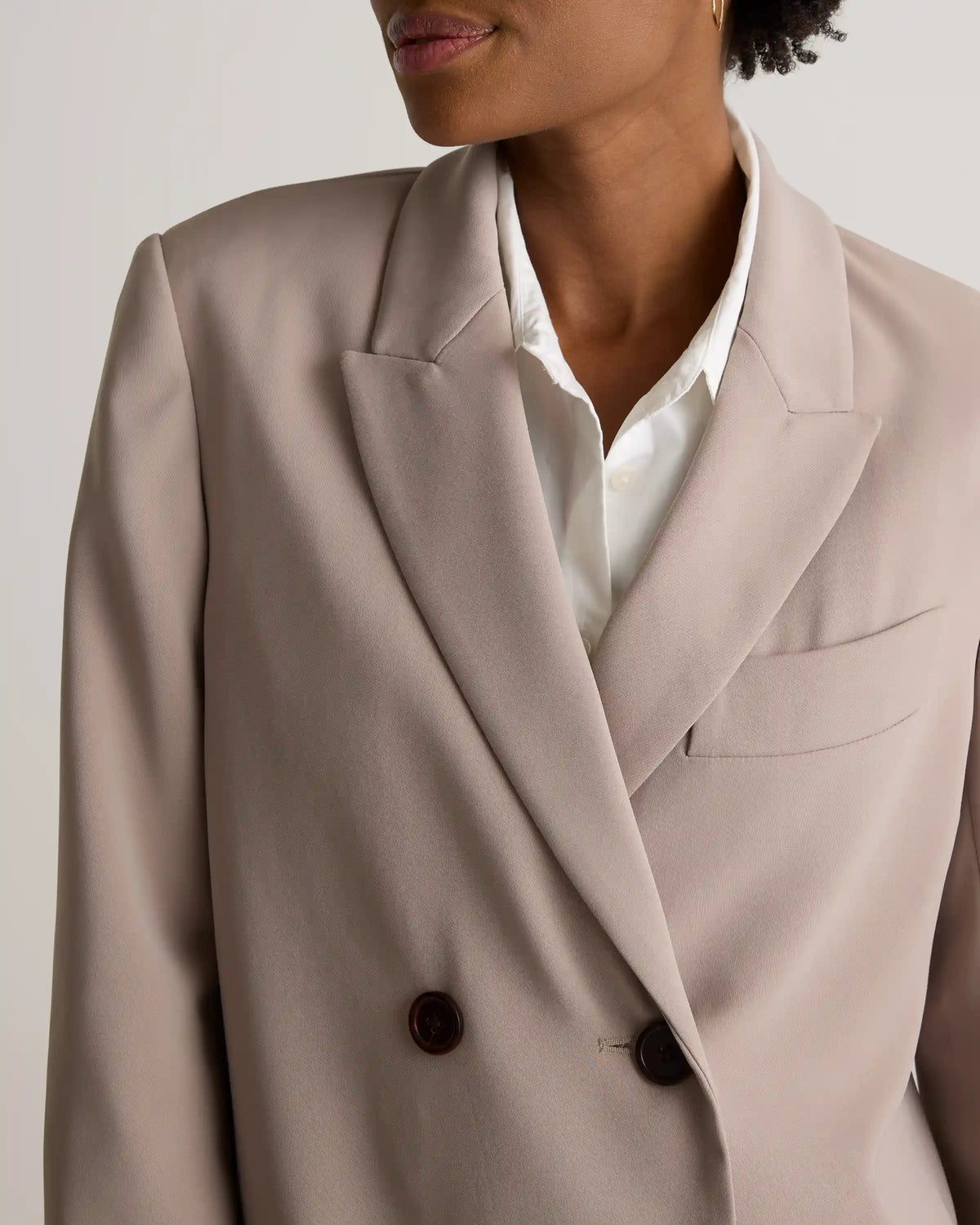 Stretch Crepe Relaxed Double-Breasted Blazer
