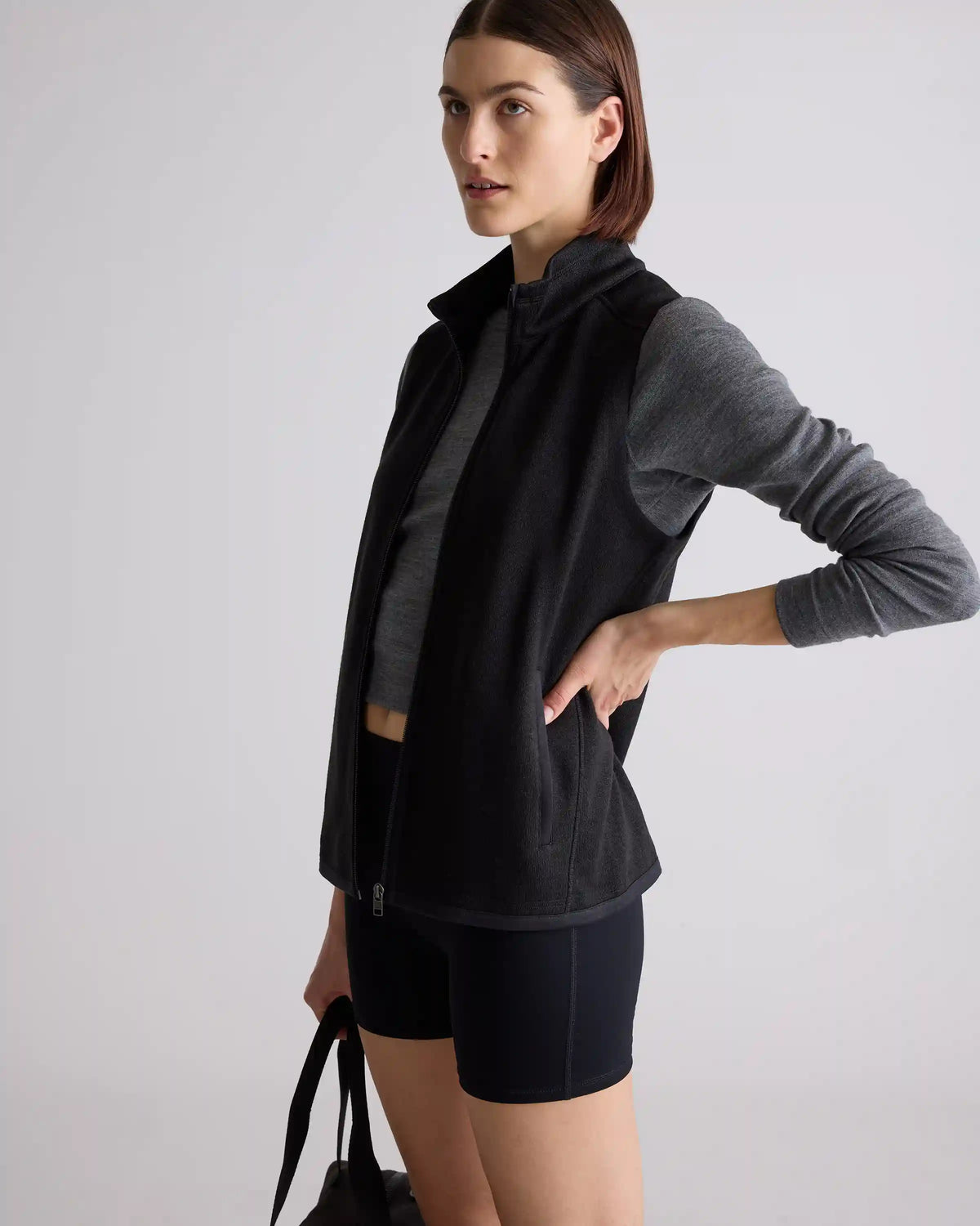 Sweater-Knit Fleece Full-Zip Vest