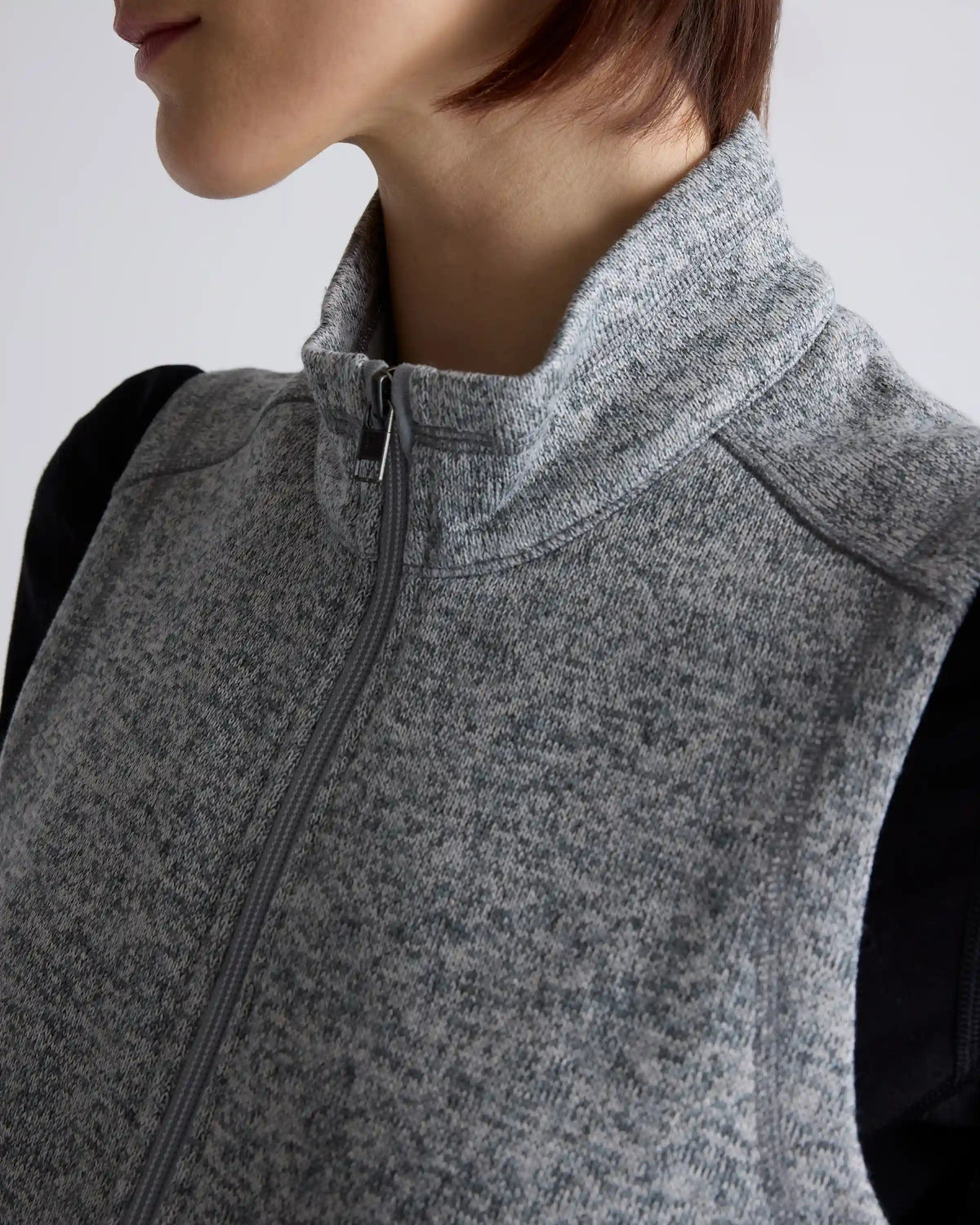 Sweater-Knit Fleece Full-Zip Vest