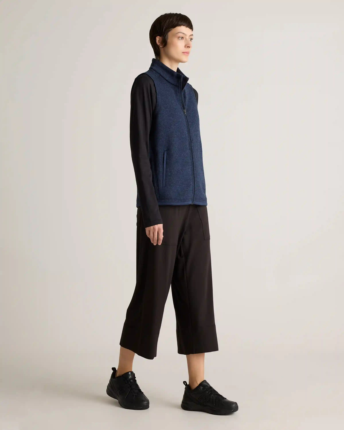 Sweater-Knit Fleece Full-Zip Vest