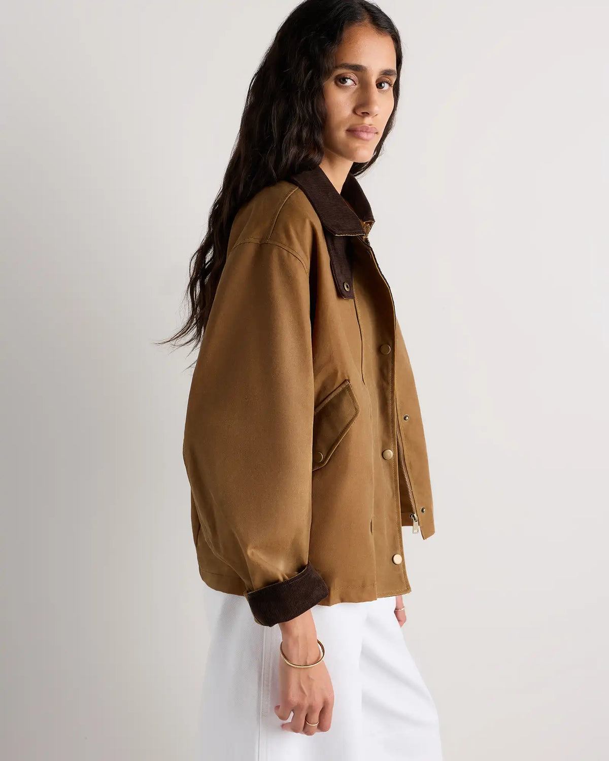 Organic Waxed Cotton Cropped Barn Jacket
