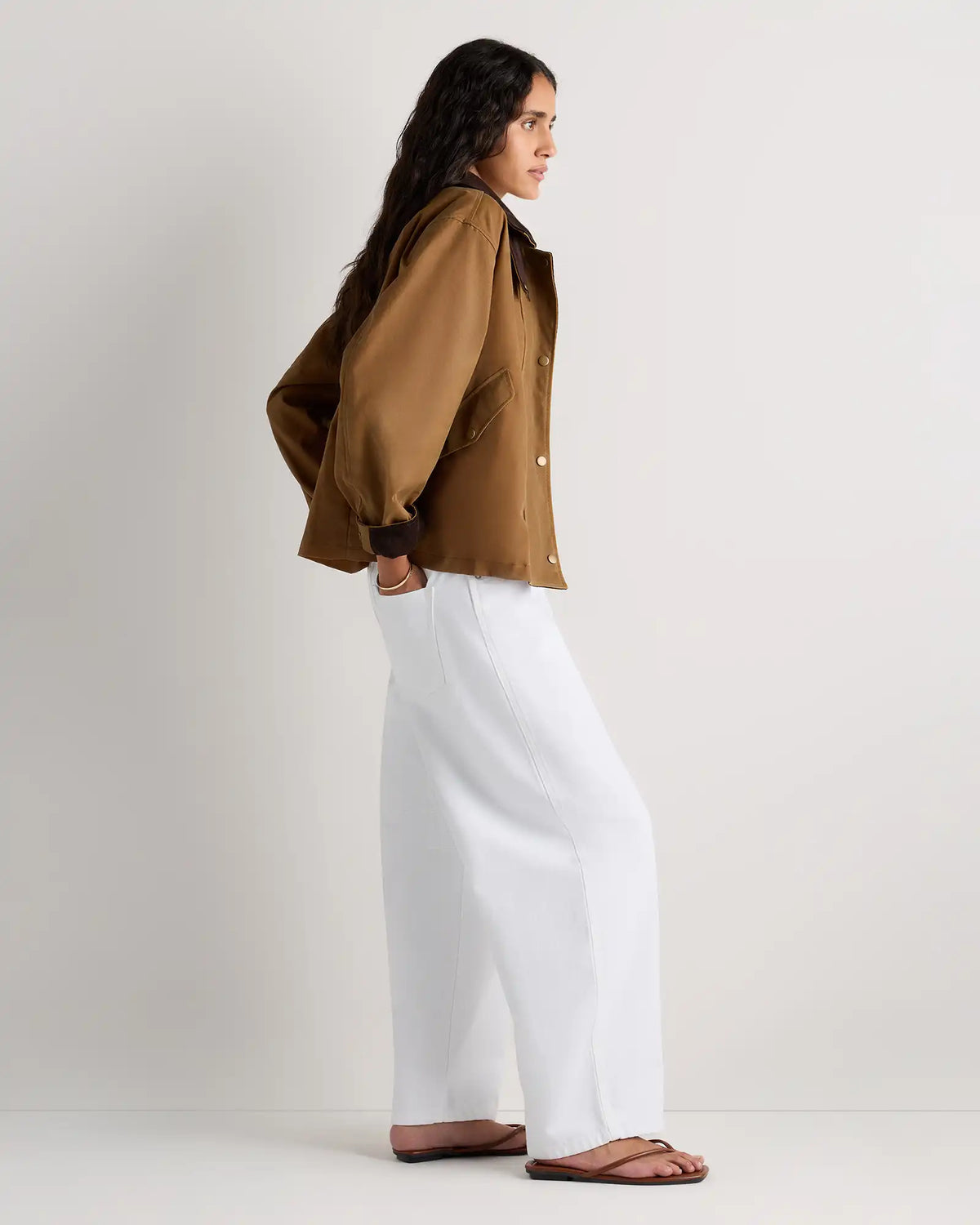 Organic Waxed Cotton Cropped Barn Jacket