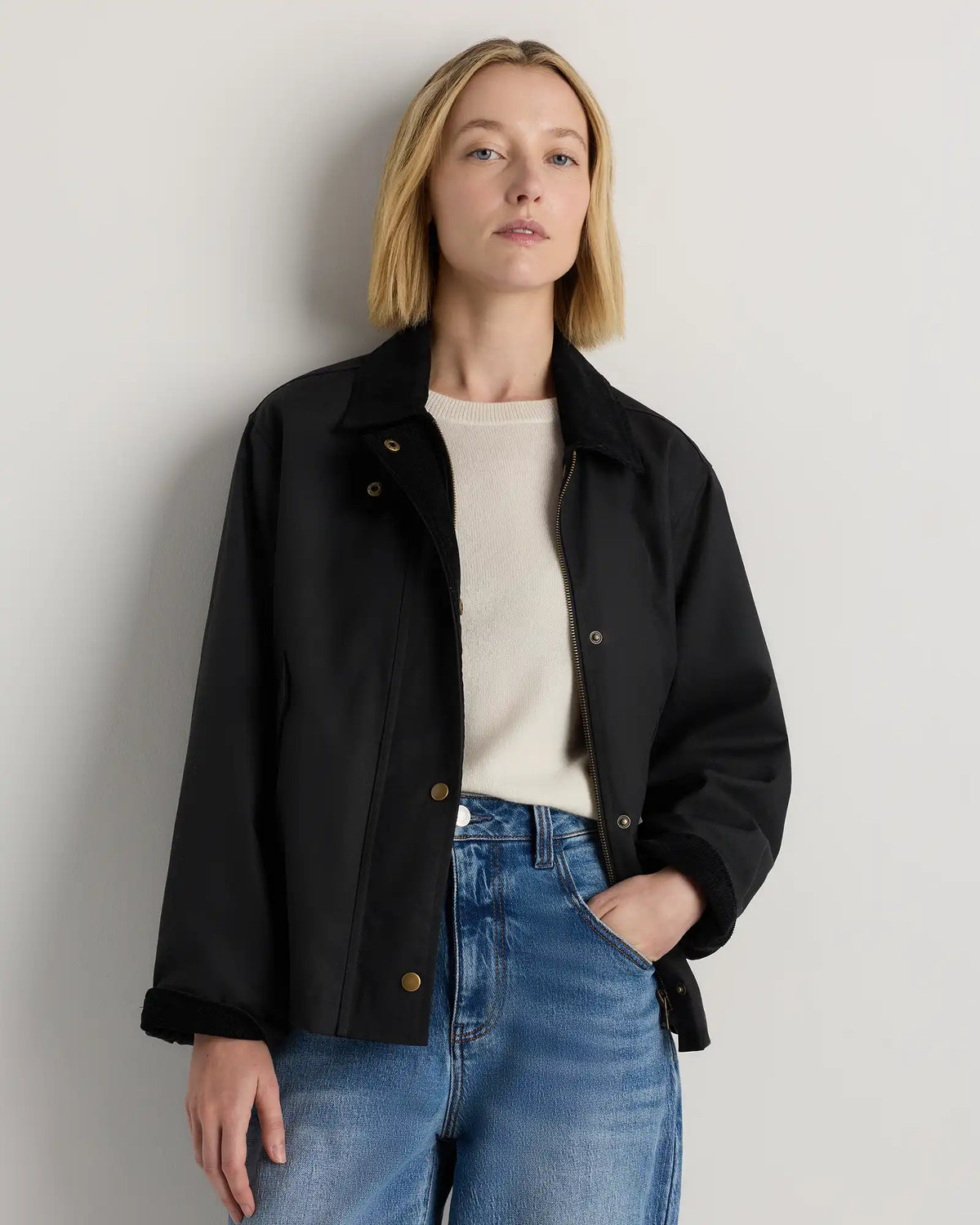 Organic Waxed Cotton Cropped Barn Jacket