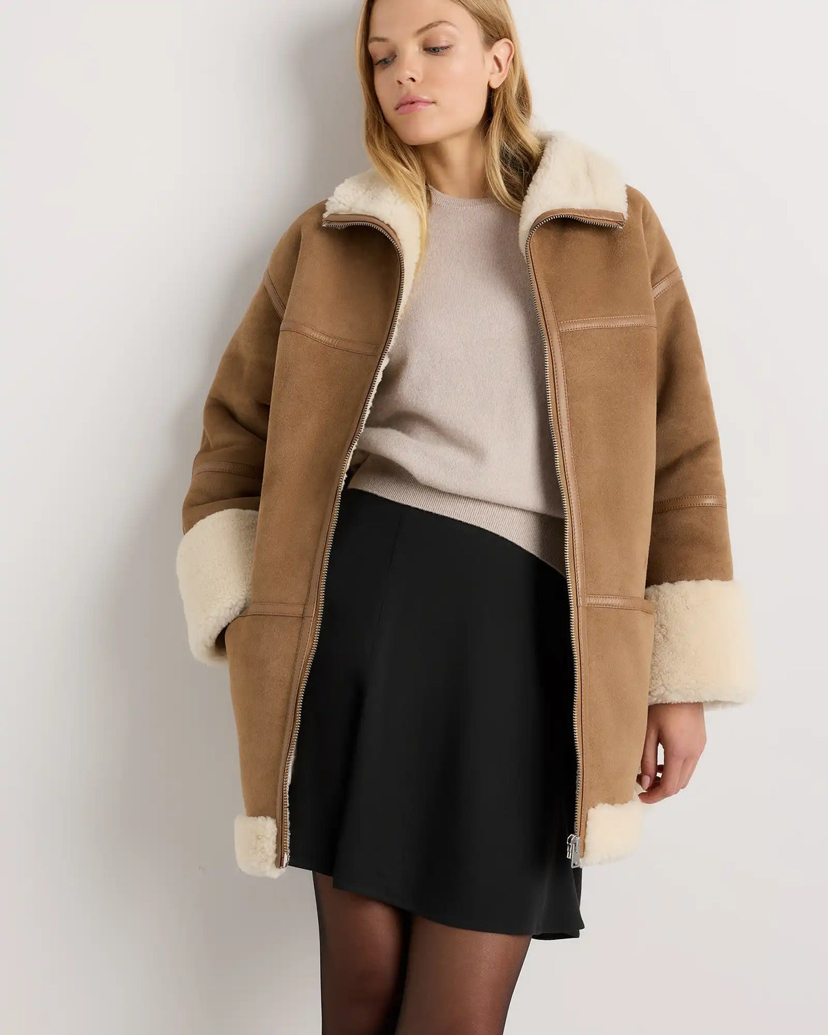 100% Shearling Long Coat