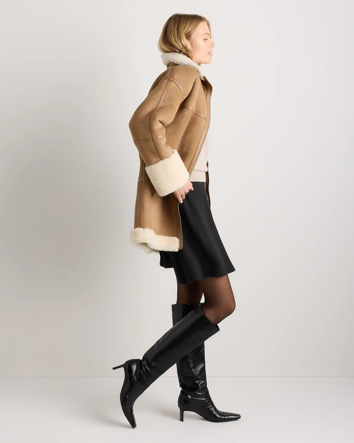 100% Shearling Long Coat