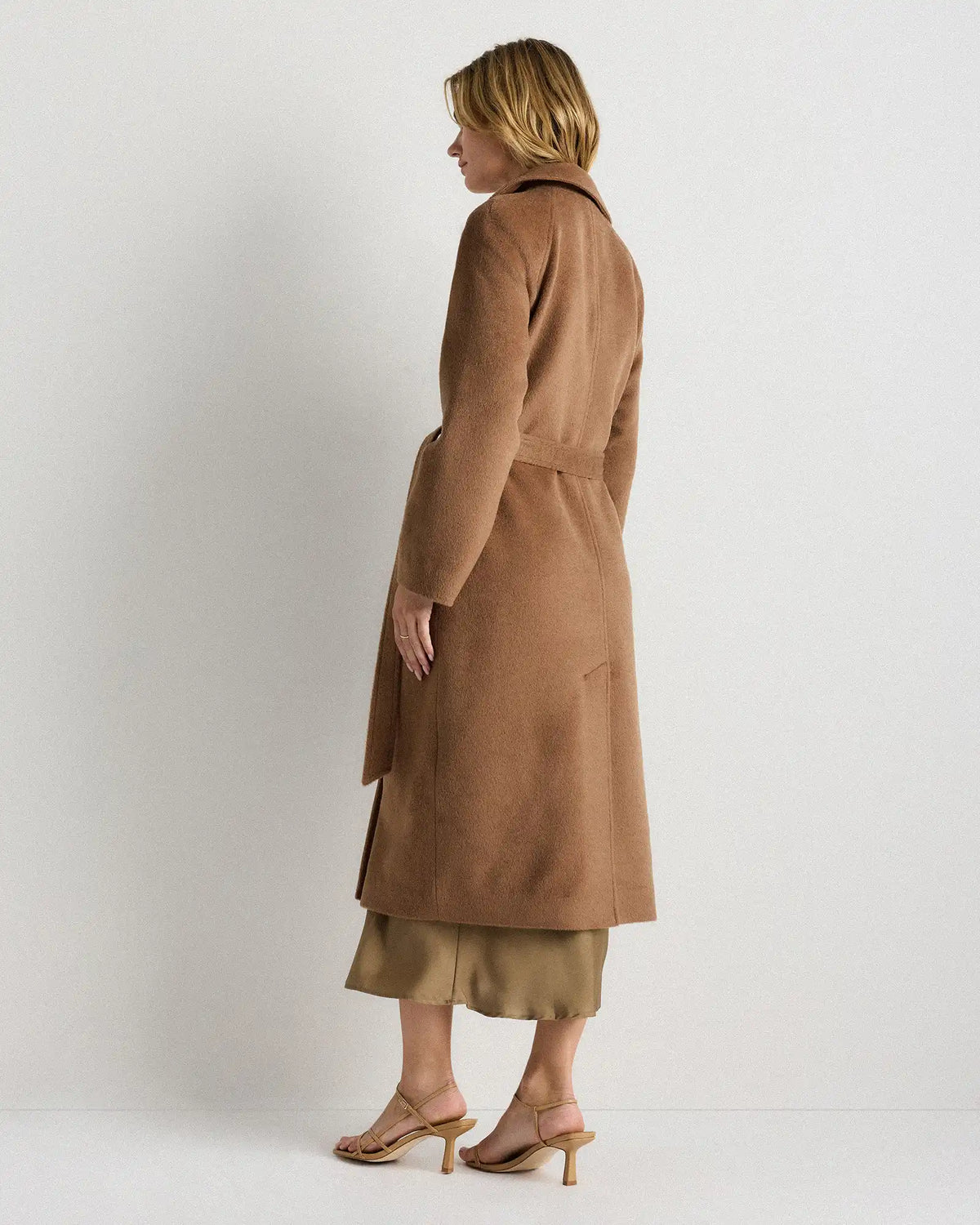 Camel Hair Double-Breasted Long Wrap Coat