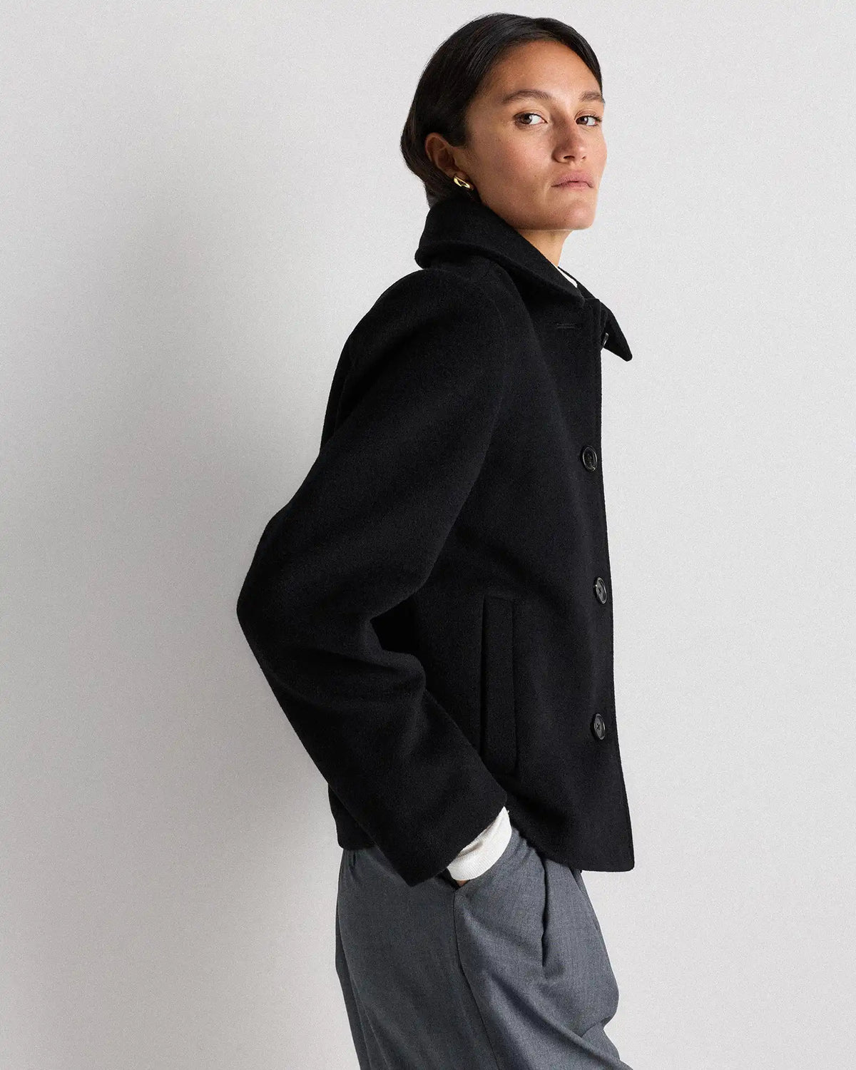 Wool Cashmere Short Coat