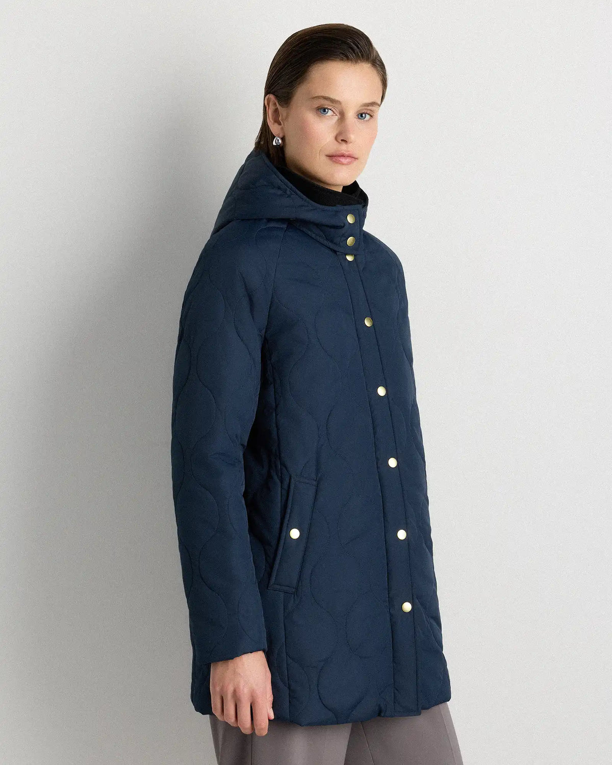 Featherless Quilted Hooded Long Puffer Jacket