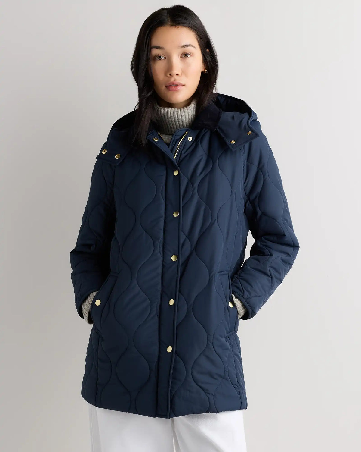 Featherless Quilted Hooded Long Puffer Jacket