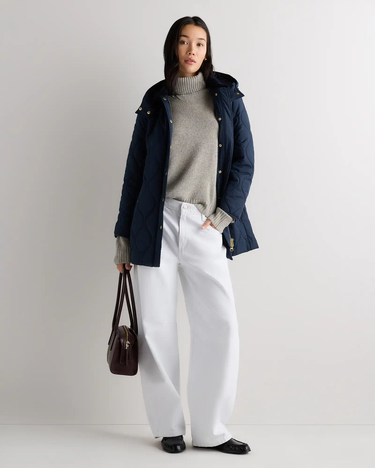 Featherless Quilted Hooded Long Puffer Jacket