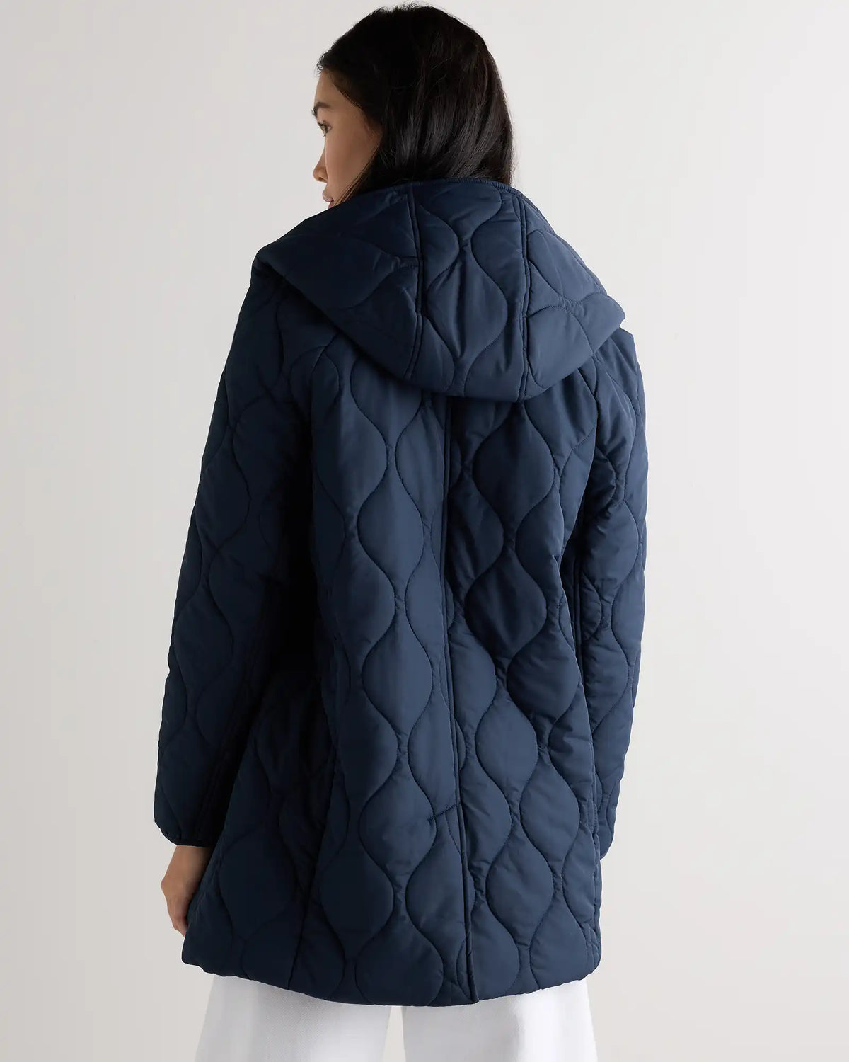 Featherless Quilted Hooded Long Puffer Jacket