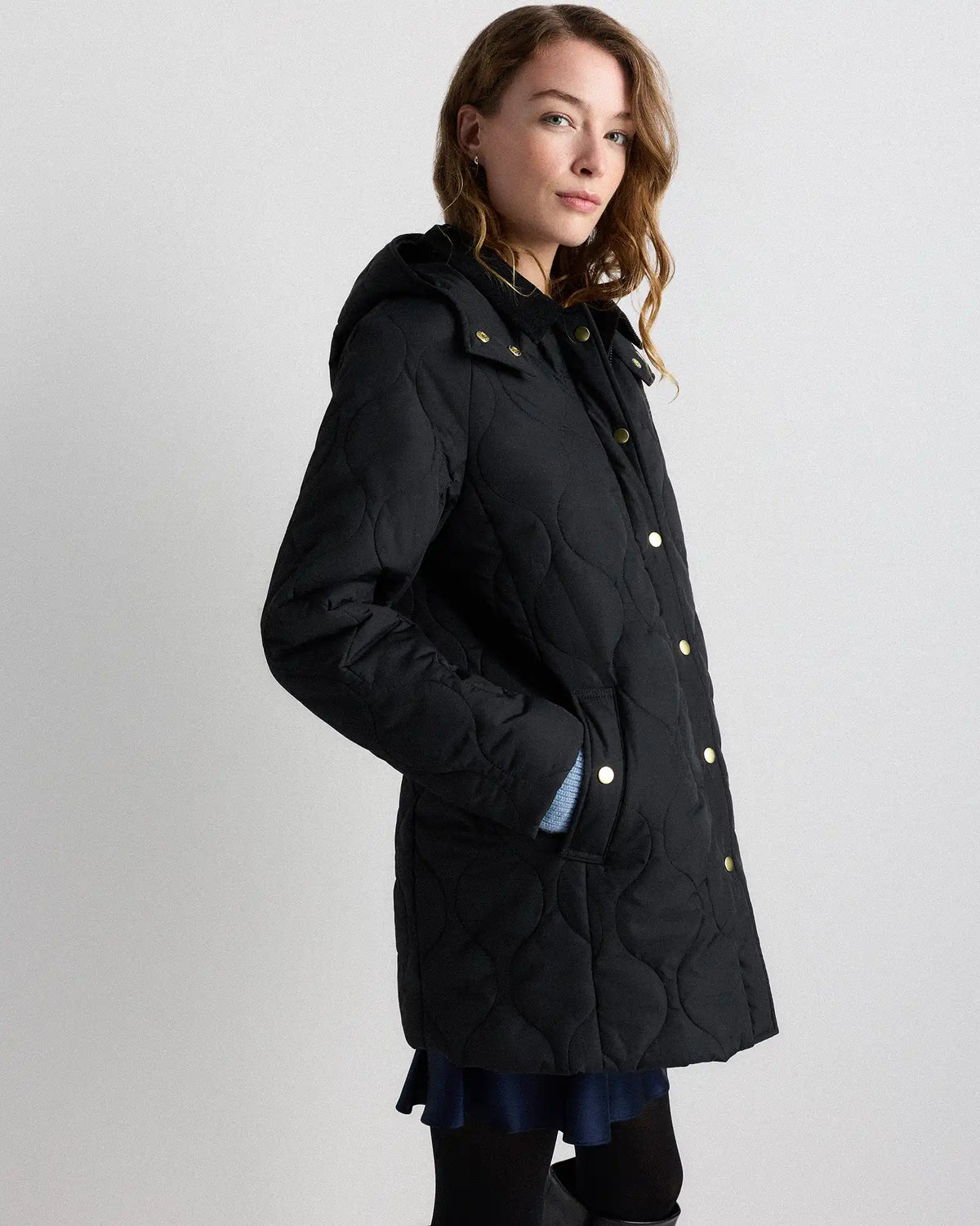 Featherless Quilted Hooded Long Puffer Jacket