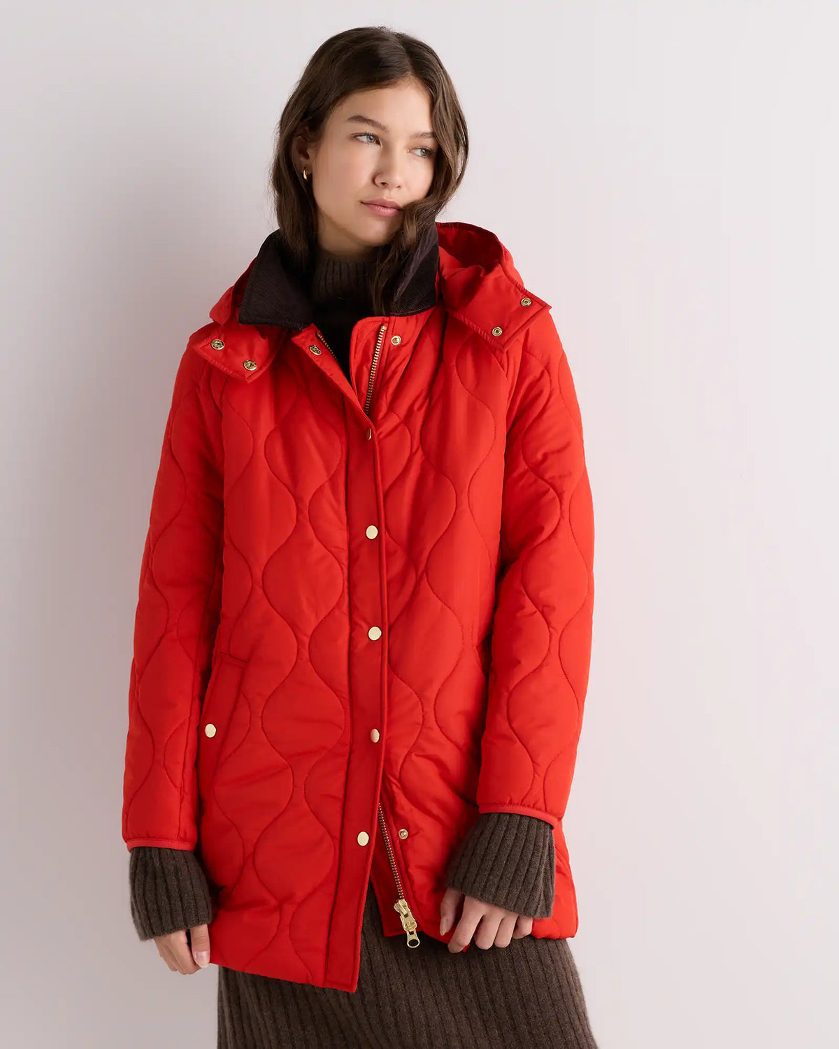 Featherless Quilted Hooded Long Puffer Jacket