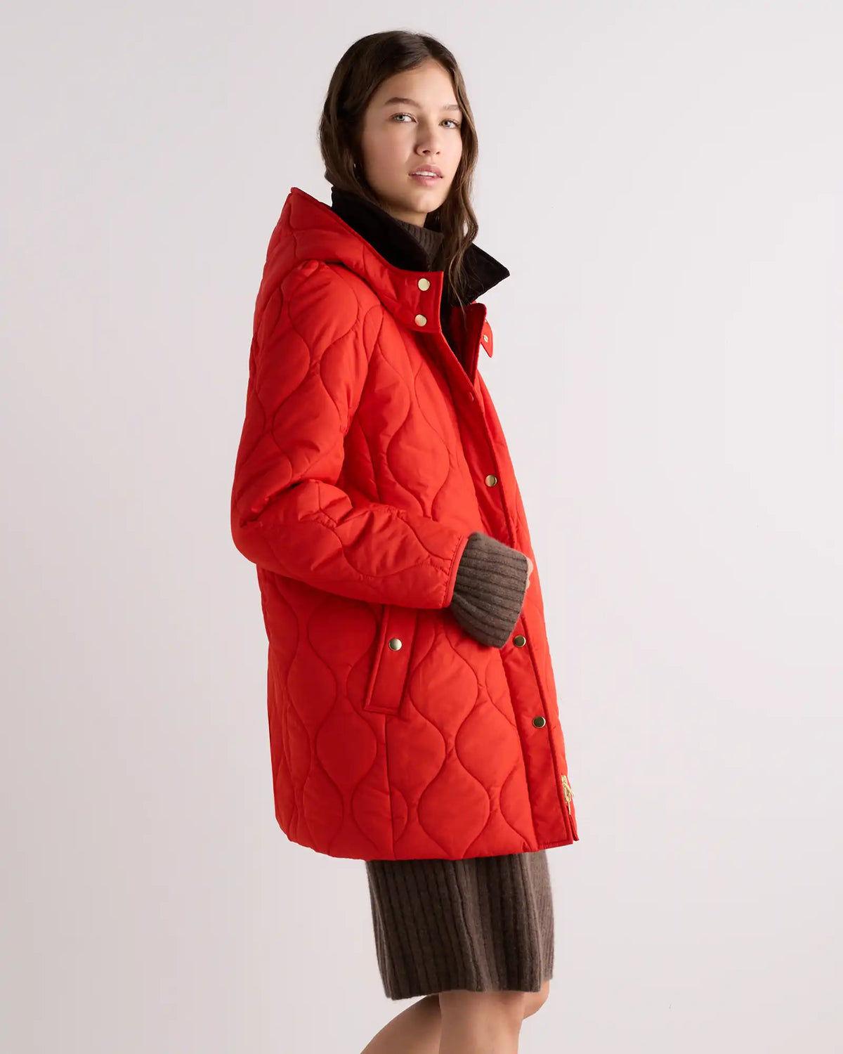 Featherless Quilted Hooded Long Puffer Jacket