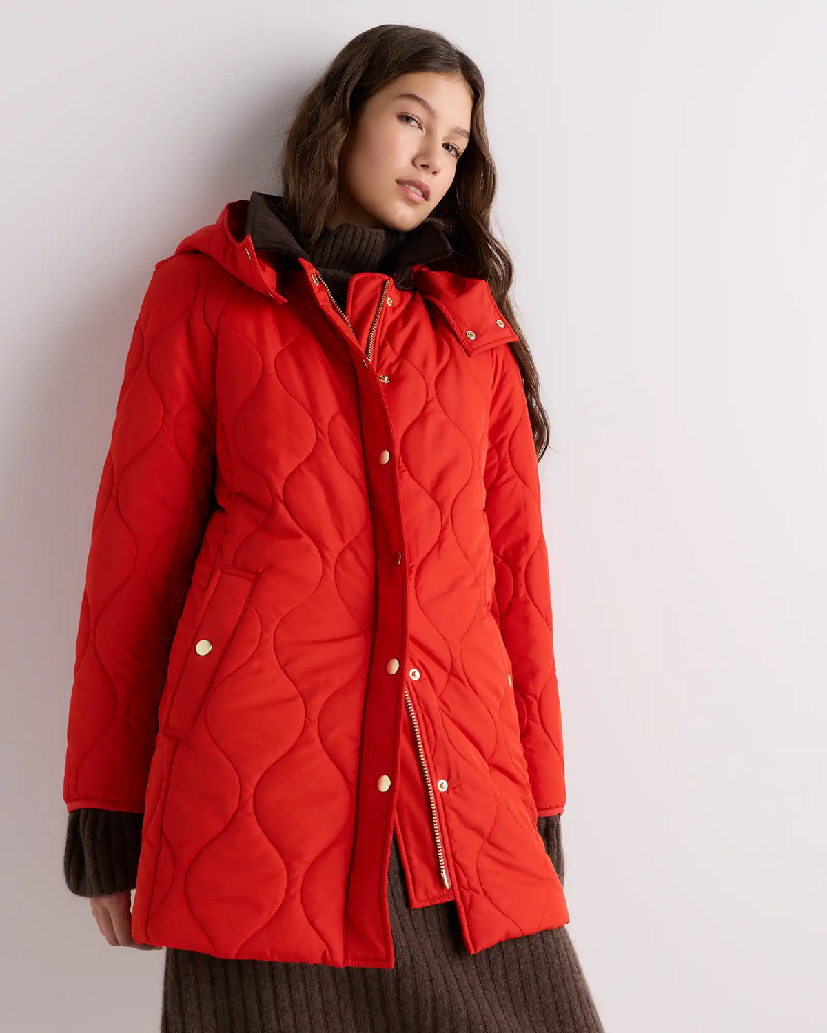 Featherless Quilted Hooded Long Puffer Jacket