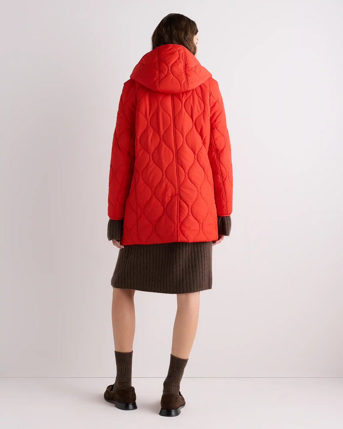 Featherless Quilted Hooded Long Puffer Jacket