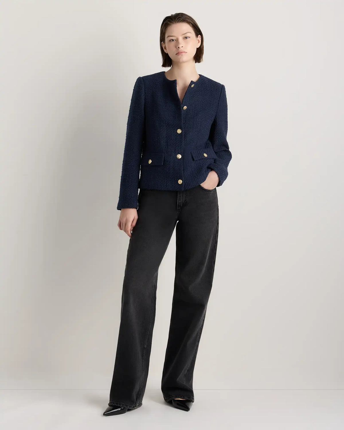 Tweed Collarless Jacket
