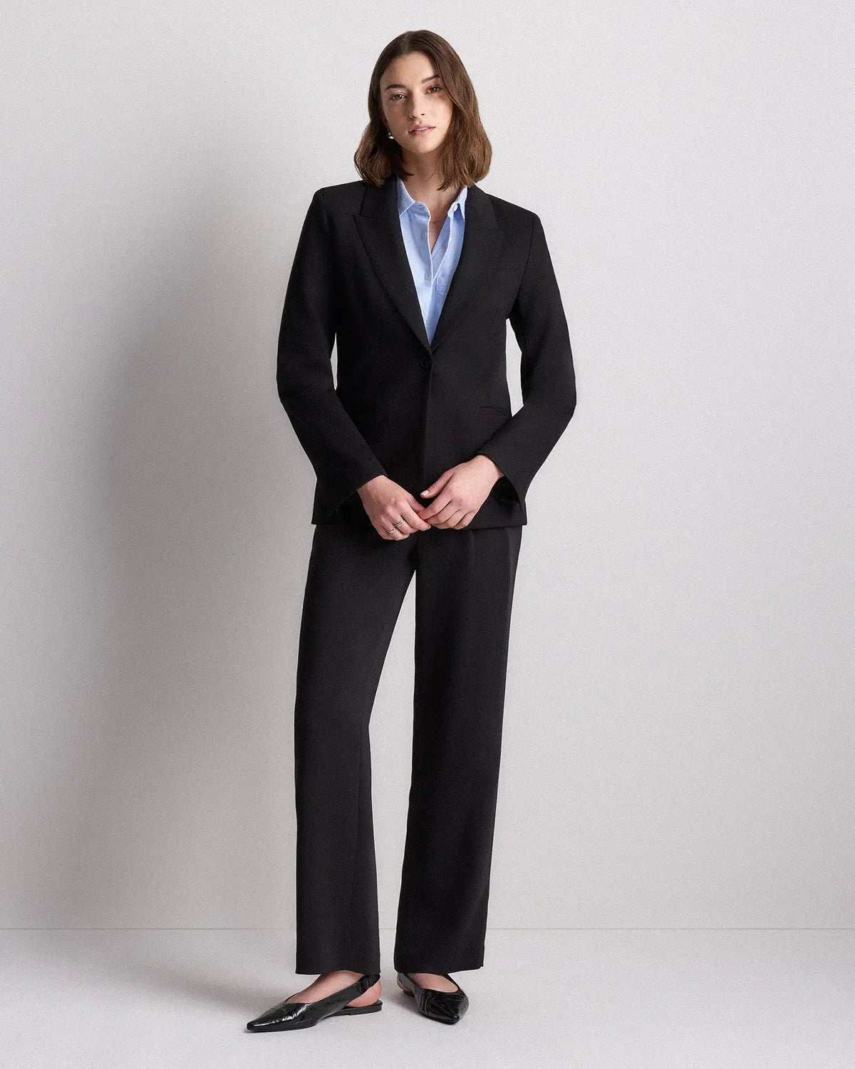 Ultra-Stretch Ponte Single-Breasted Blazer