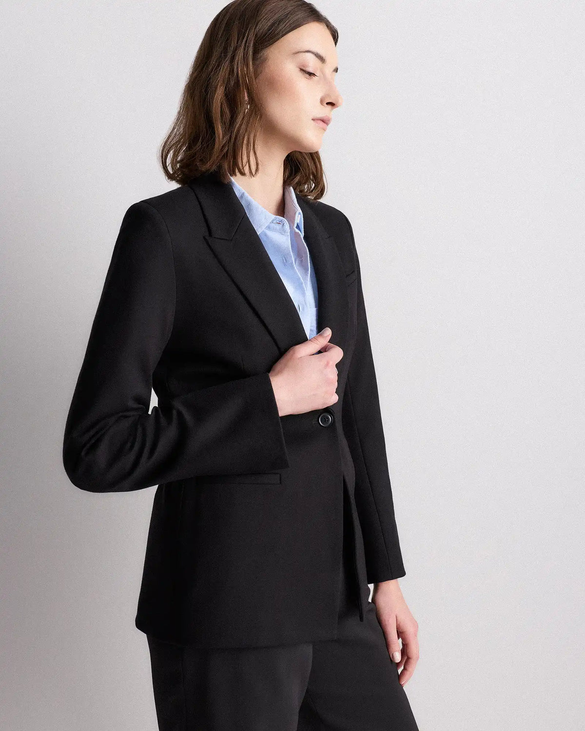 Ultra-Stretch Ponte Single-Breasted Blazer