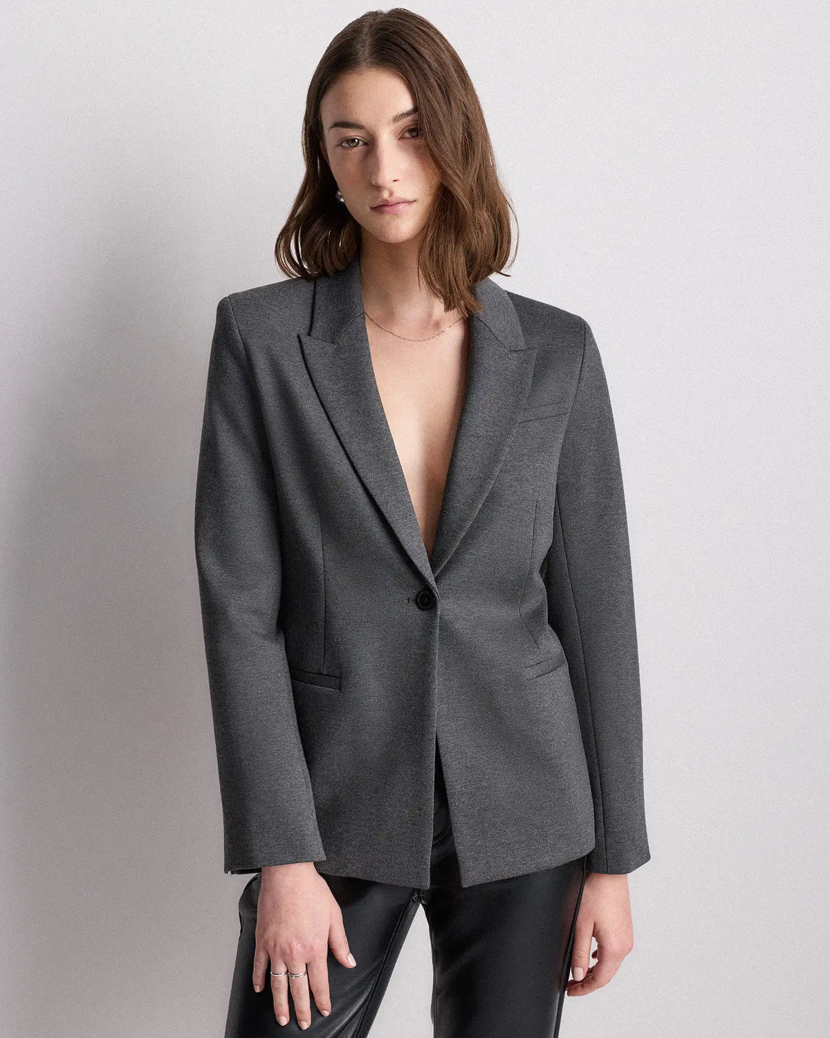 Ultra-Stretch Ponte Single-Breasted Blazer