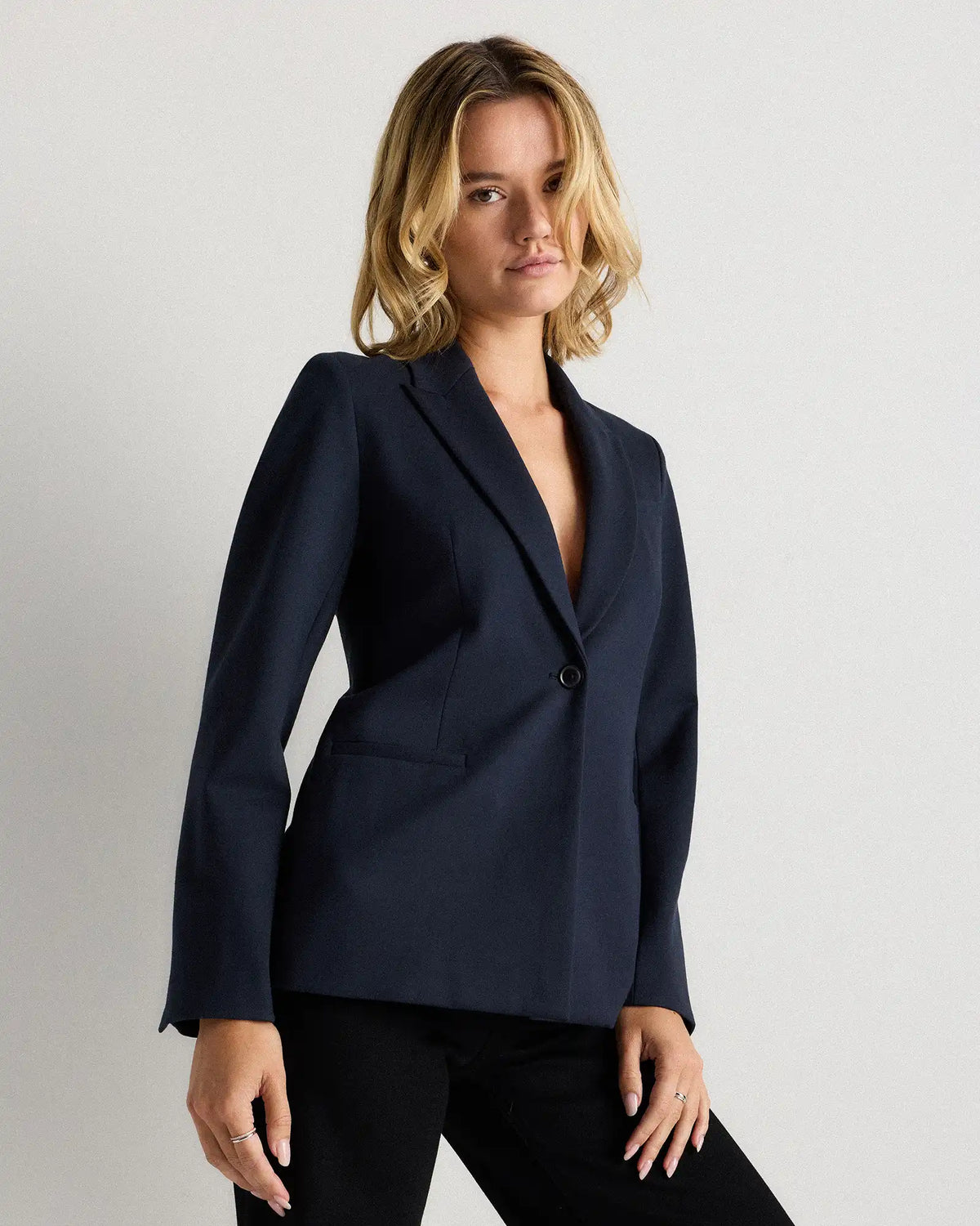 Ultra-Stretch Ponte Single-Breasted Blazer