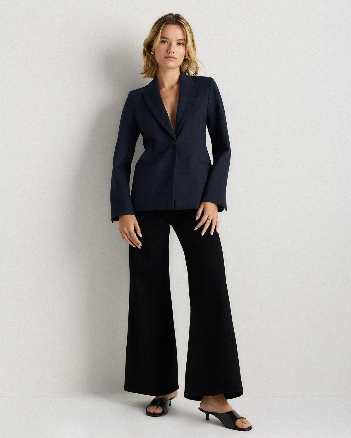 Ultra-Stretch Ponte Single-Breasted Blazer