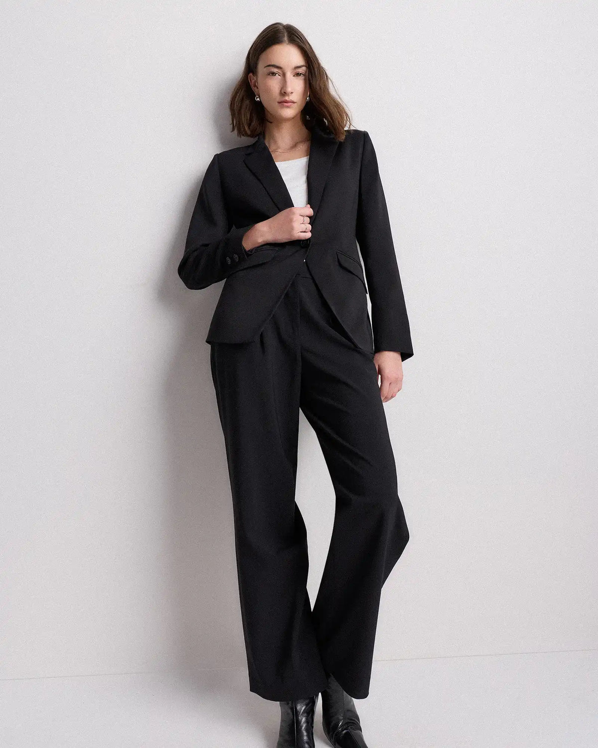 Stretch Crepe Cinched Waist Blazer