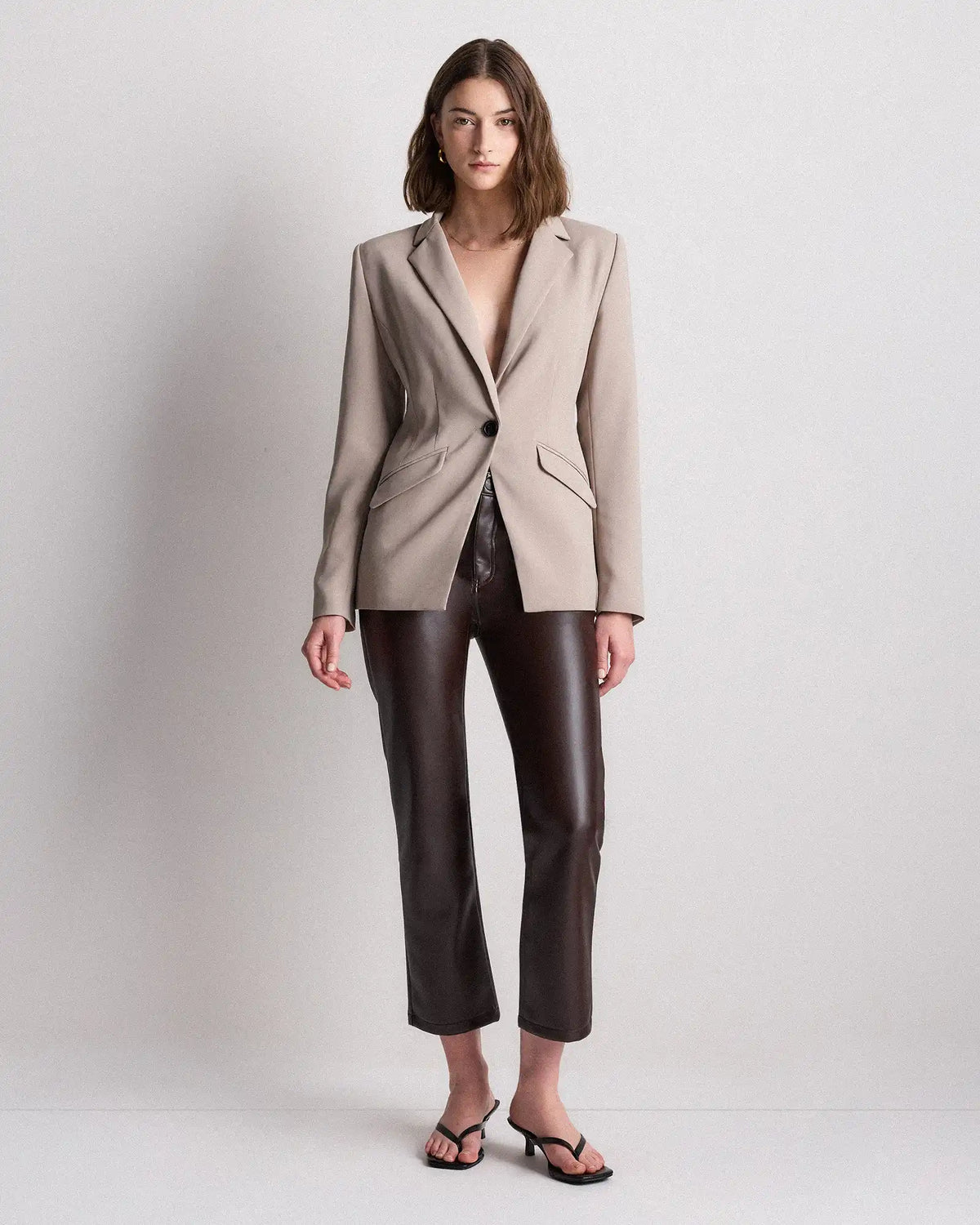 Stretch Crepe Cinched Waist Blazer
