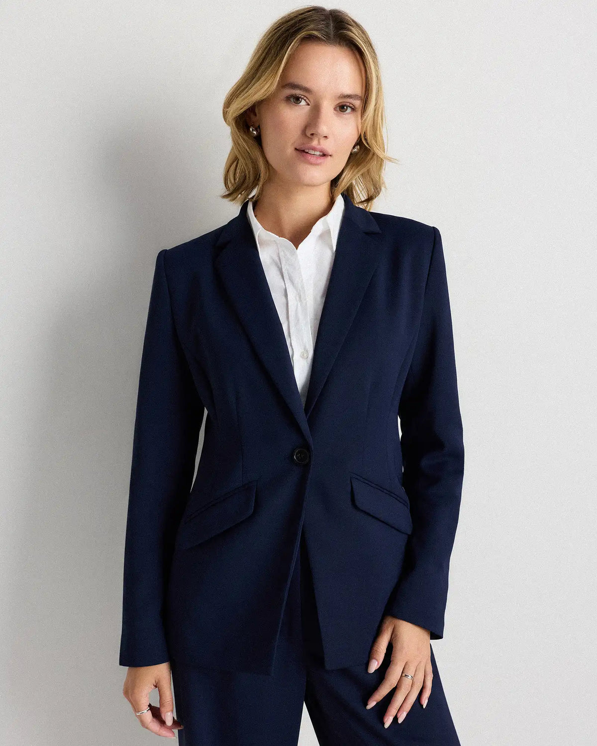 Stretch Crepe Cinched Waist Blazer