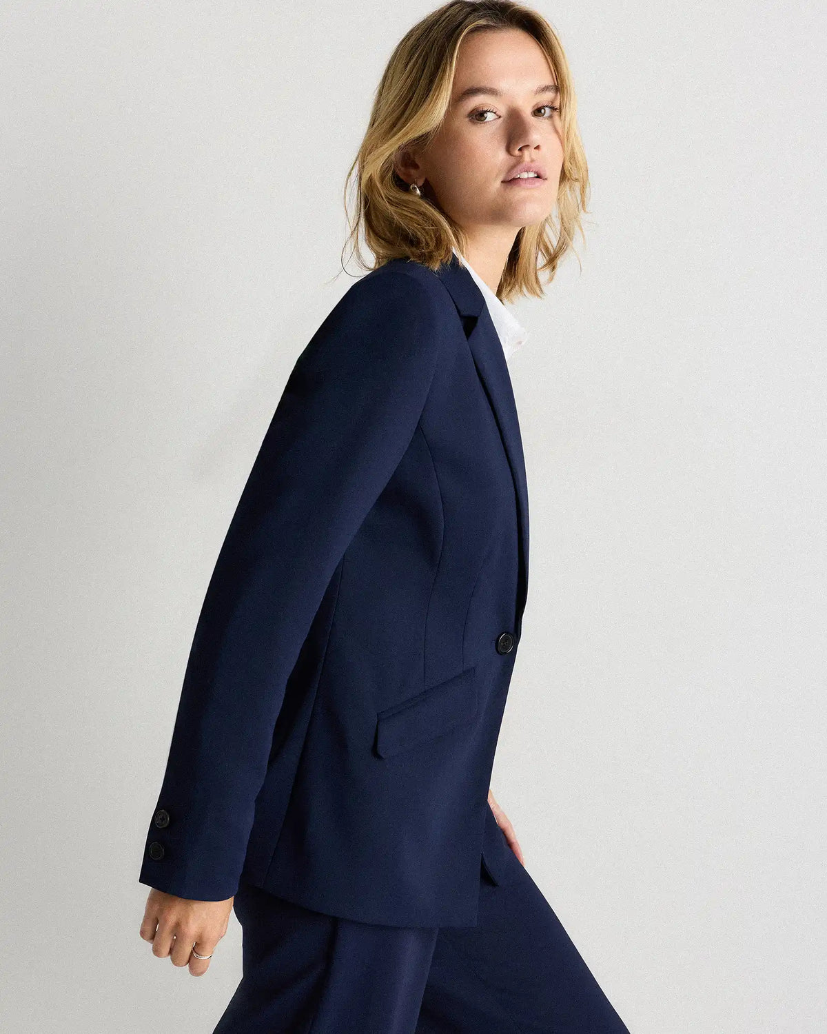 Stretch Crepe Cinched Waist Blazer