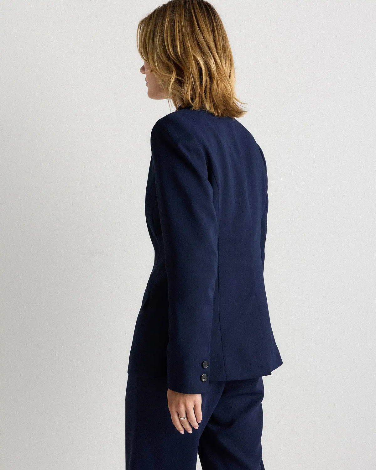 Stretch Crepe Cinched Waist Blazer