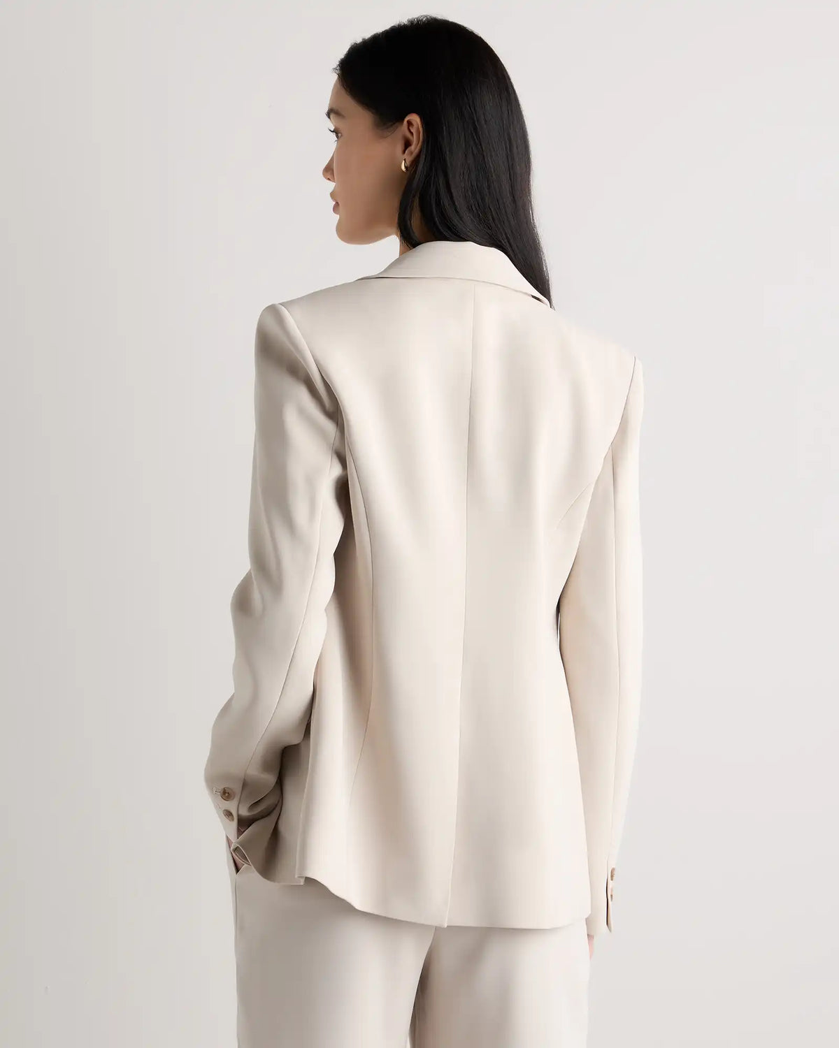 Stretch Crepe Cinched Waist Blazer