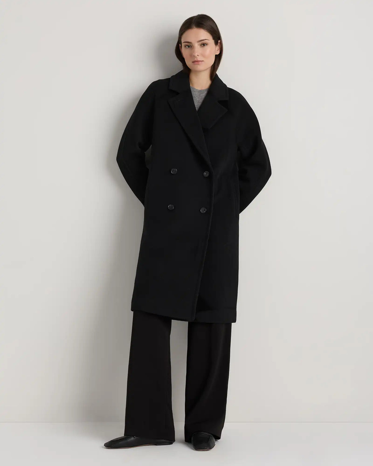 Wool Cashmere Double-Breasted Slouch Coat