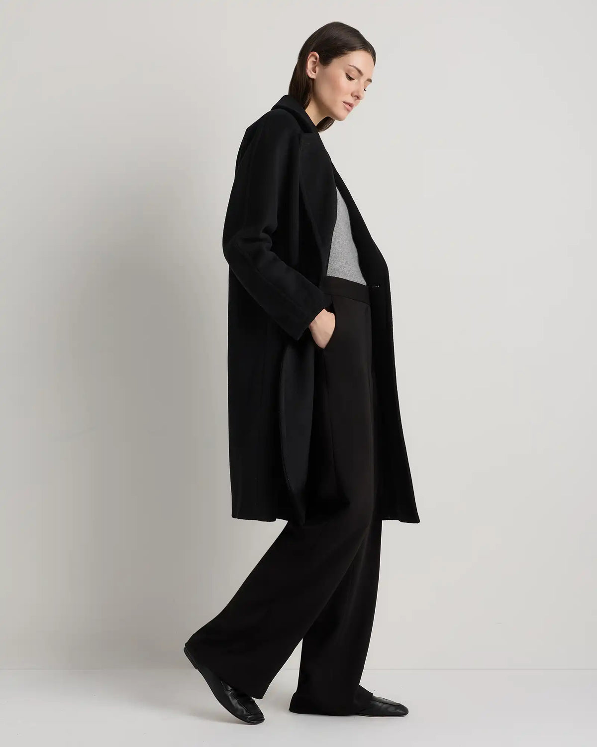 Wool Cashmere Double-Breasted Slouch Coat