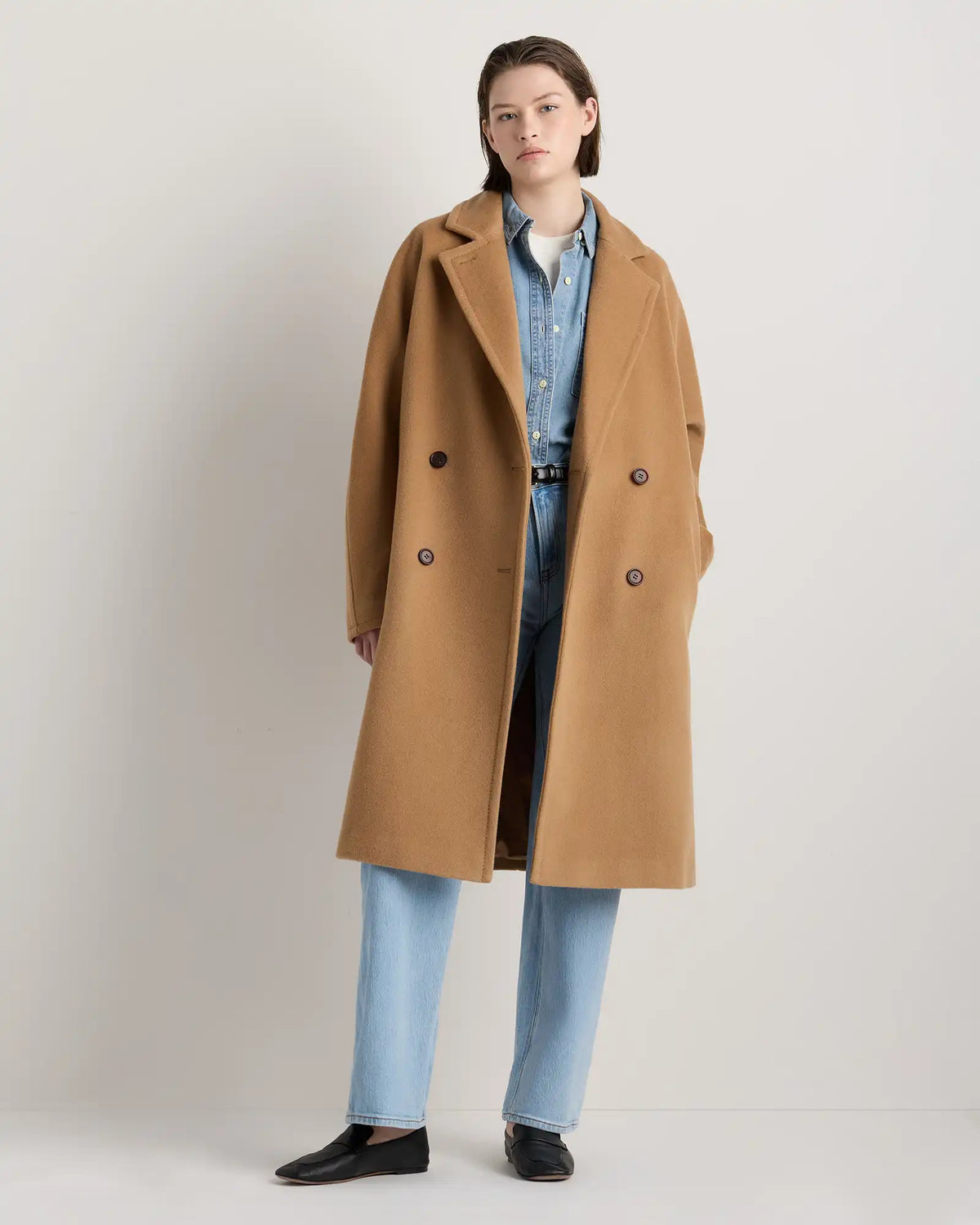 Wool Cashmere Double-Breasted Slouch Coat