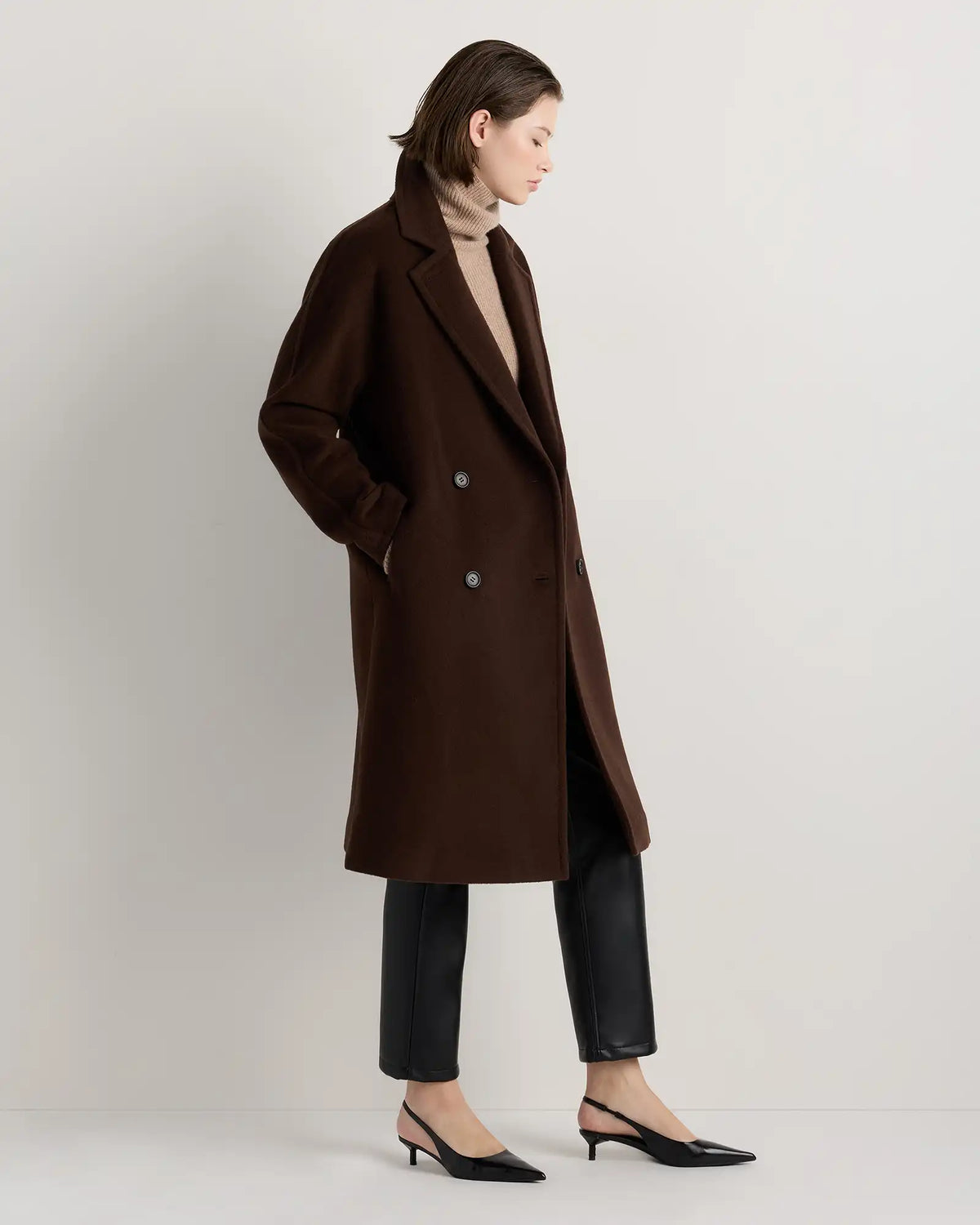 Wool Cashmere Double-Breasted Slouch Coat