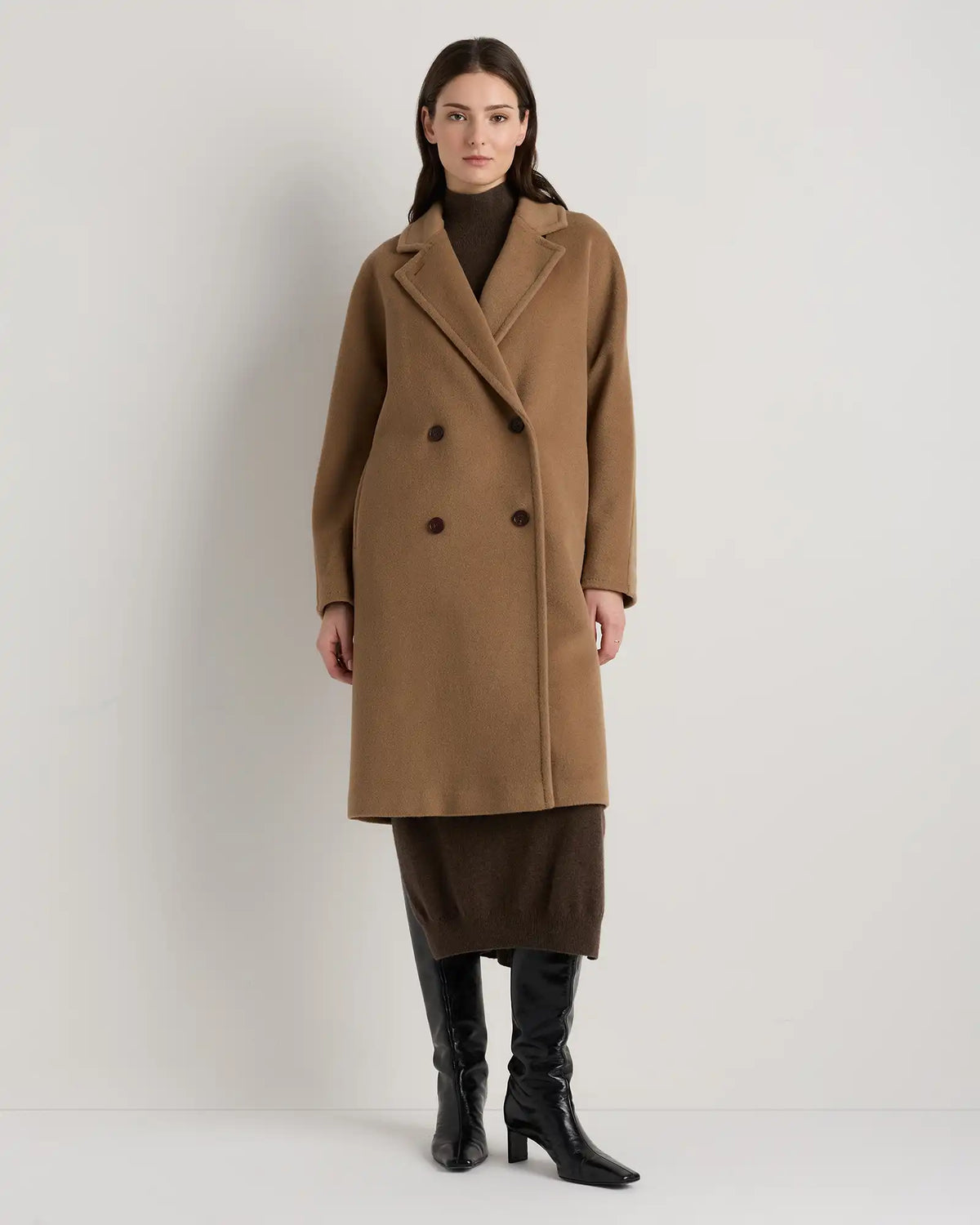 Wool Cashmere Double-Breasted Slouch Coat