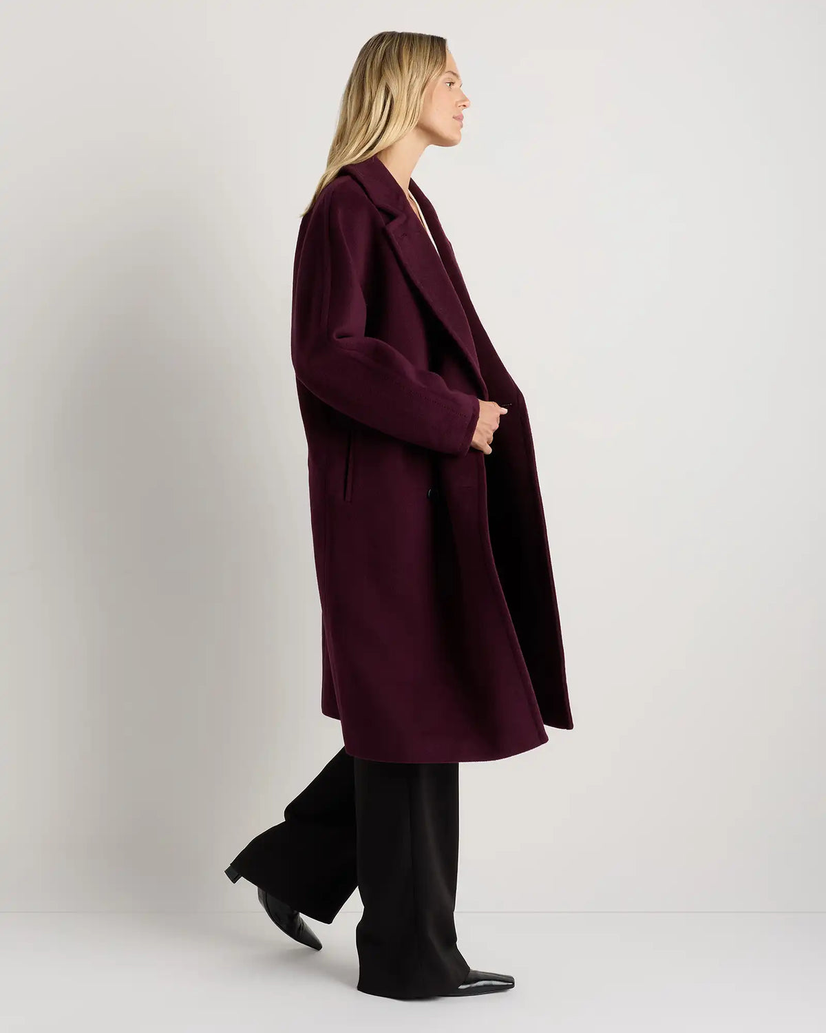 Wool Cashmere Double-Breasted Slouch Coat