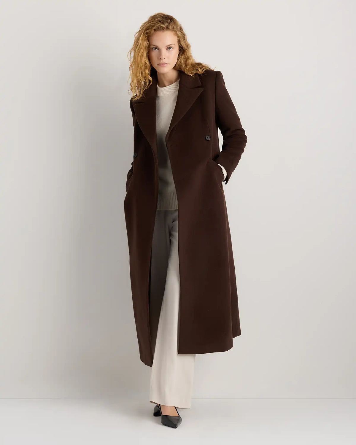 Wool Cashmere Tailored Long Coat